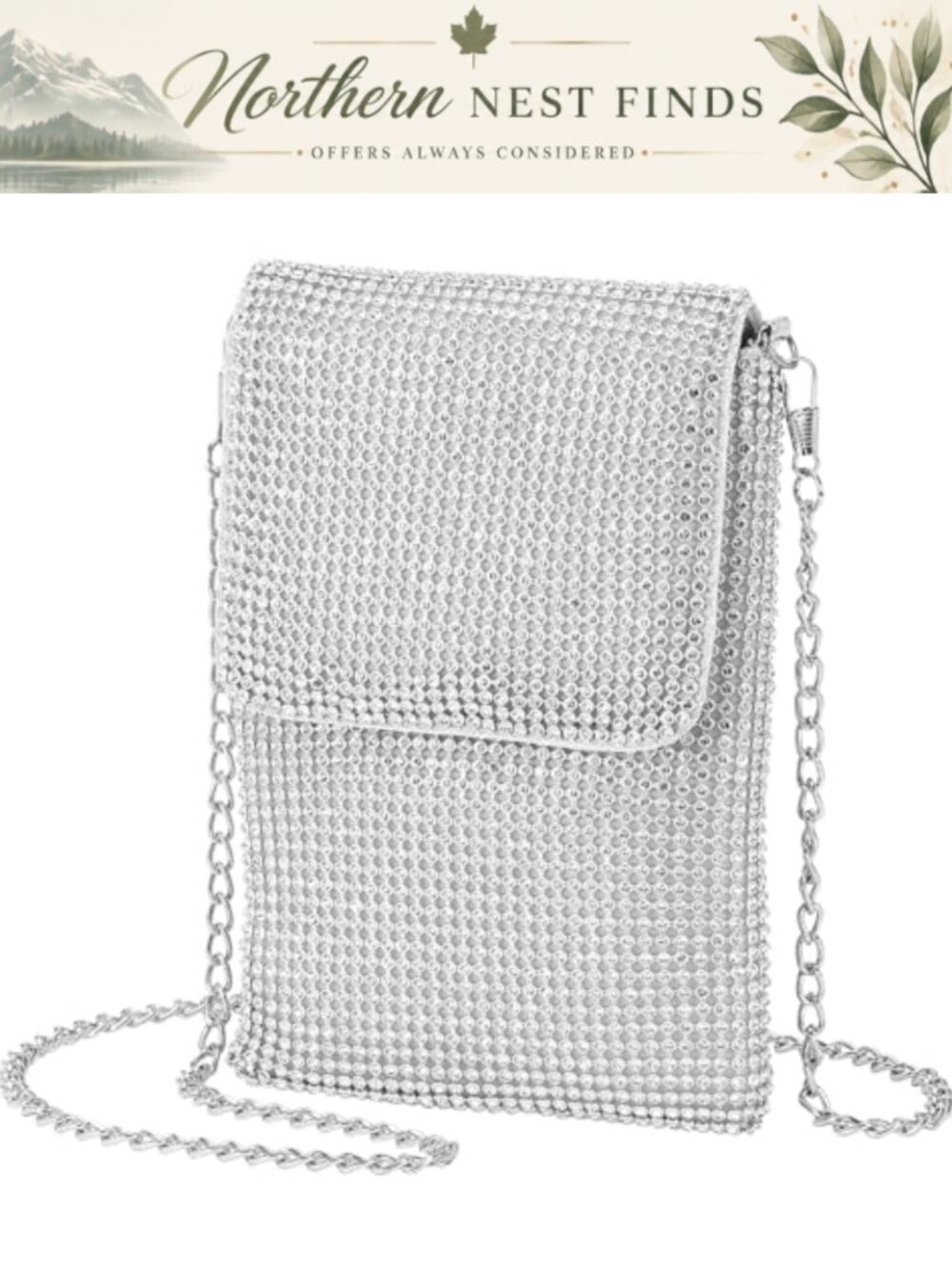 Crystal Rhinestone Clutch Purse Evening Bag with Detachable Strap